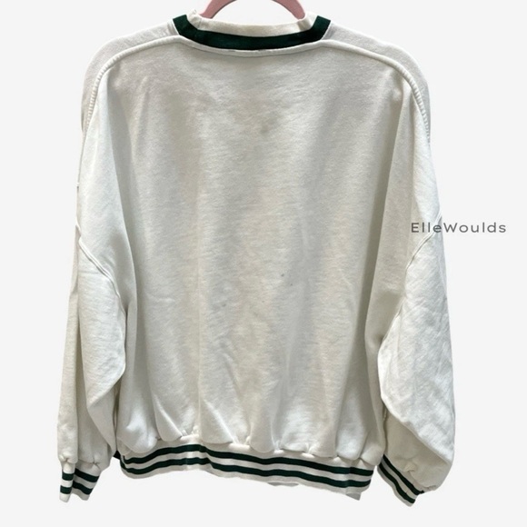 Polo Ralph Lauren Crewneck Sweatshirt Cotton Knit Green Ivory US Size Large $198 - Picture 3 of 6